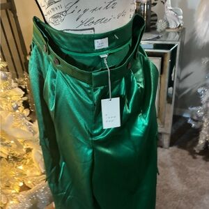 a new day Green Satin Trousers